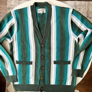 Bogey Boys Men’s S4 Cardigan Sweater Size Large Striped Preppy NWOT